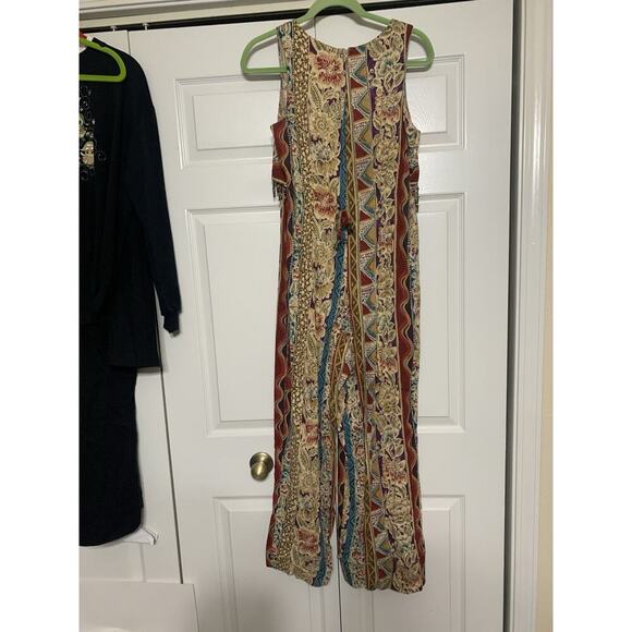 Vintage Clues Collection Boho Hippie Peasant Ethnic Beaded Trim Jumpsuit 6 - Picture 8 of 9